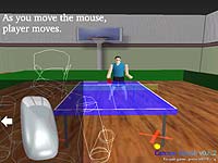 選手の移動とラケットの“振り”はマウスを使って行う