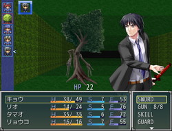 剣による攻撃が得意で防御系のスキルを多くもつ指導教官のキョウ