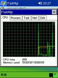 CPUとメモリーの使用率を折れ線グラフで表示