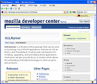 “Mozilla Developer Center”内の「XULRunner」ダウンロードページ