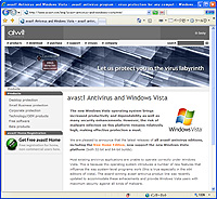 Windows Vista対応の告知ページ
