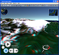 赤青のフィルムメガネを使用して地形を立体視できる“Anaglyph 3D”モード