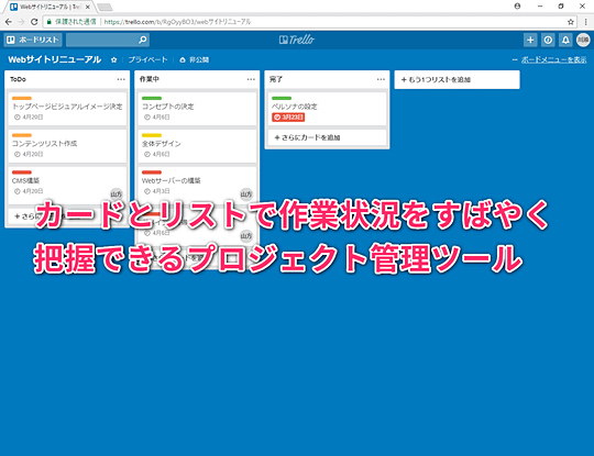 プロジェクト全体の状況が把握できない チームの進捗を一目でわかるように可視化する Trello 今日から使える おすすめ効率化ツール活用術 窓の杜