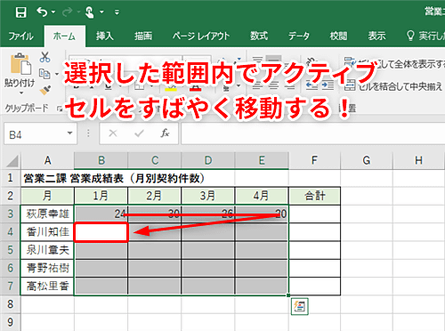 Excel 入力を効率化するならすばやいセルの移動から エクセルでキーボードから手を放さずに思った通りアクティブなセルを移動するテク いまさら聞けないexcelの使い方講座 窓の杜