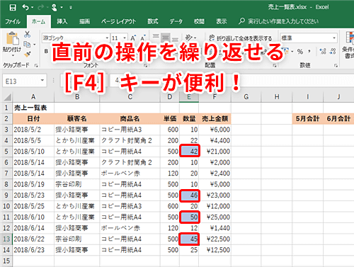 Excel効率化 仕事のスピードが抜群にアップ エクセルの操作をワンキーで繰り返し実行するテク いまさら聞けないexcelの使い方講座 窓の杜