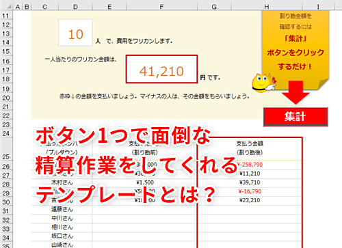 Excel グループ旅行費の割り勘が面倒 エクセルで立替金の精算などの複雑な処理を簡単に済ませる方法 いまさら聞けないexcelの使い方講座 窓の杜