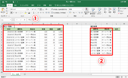 Excel 顧客別の商品売り上げリストをすばやく作成したい エクセルで複数の条件を指定してデータを集計するテク いまさら聞けないexcelの使い方講座 窓の杜