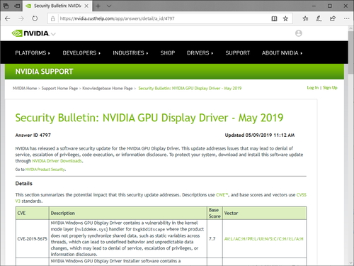 Nvidia製gpuのディスプレイドライバーに3件の脆弱性 修正版が公開 窓の杜