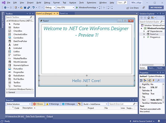 Microsoft Net Core Winformsアプリのguiデザイナーをプレビュー公開 窓の杜