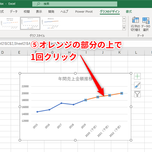 Excel 折れ線グラフで予想値の部分をわかりやすく表現したい エクセルでグラフの一部を点線にする方法 いまさら聞けないexcelの使い方講座 窓の杜