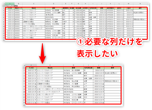 Excel 大きな表で毎回不要な列を非表示にする作業が手間 エクセルでよく使う画面の設定を登録して簡単に再利用するテク いまさら聞けないexcelの使い方講座 窓の杜