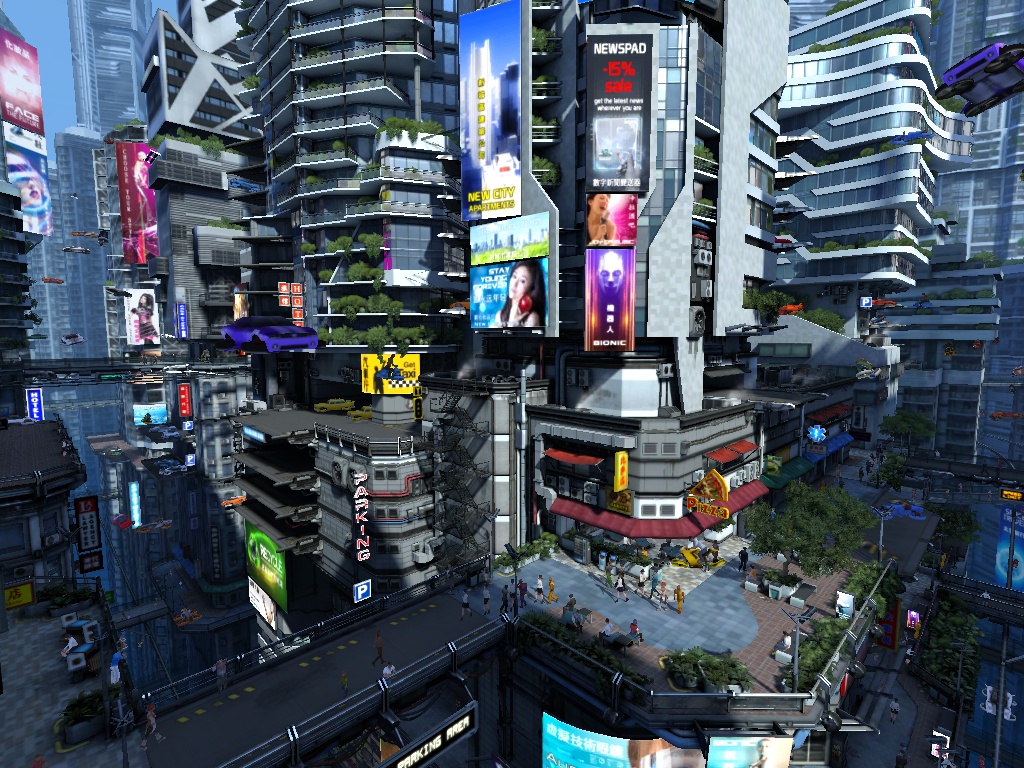 レビュー 空飛ぶ車が行き交う近未来都市を描く Futuristic City 3d Screensaver 窓の杜