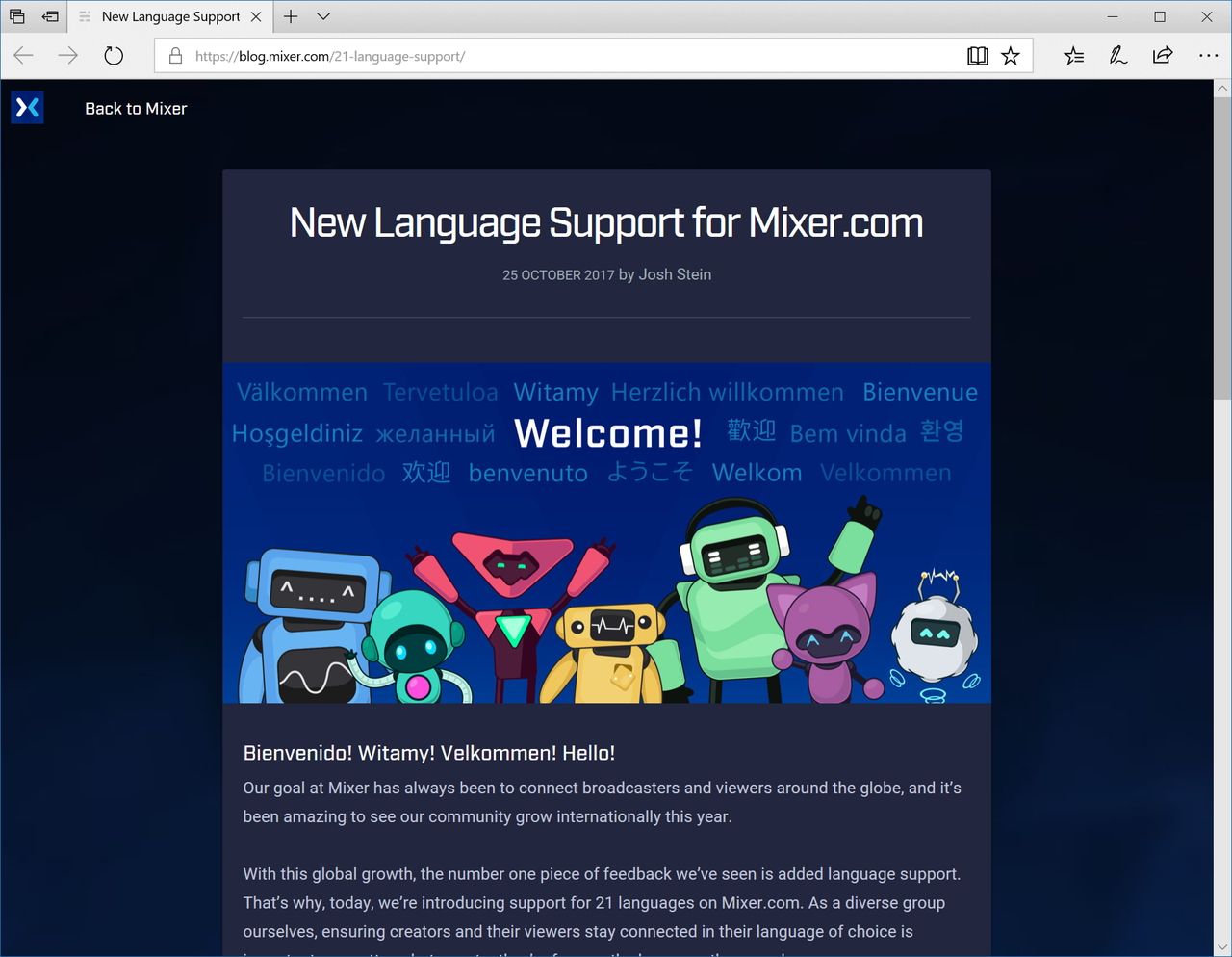 ゲームプレイ実況サービス Mixer のweb Uiが日本語を含む21の言語に対応 窓の杜