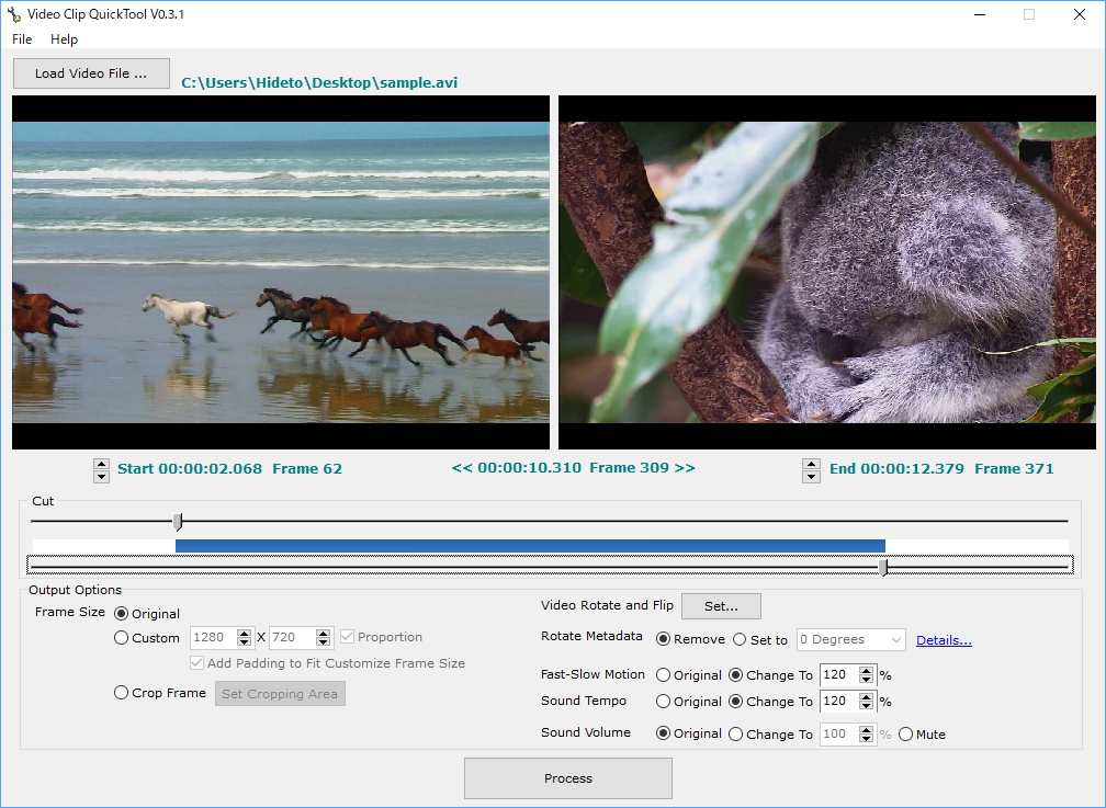 B フリーソフト 切り出しと変換に特化したシンプルなビデオ編集ツール Video Clip Quicktool 窓の杜