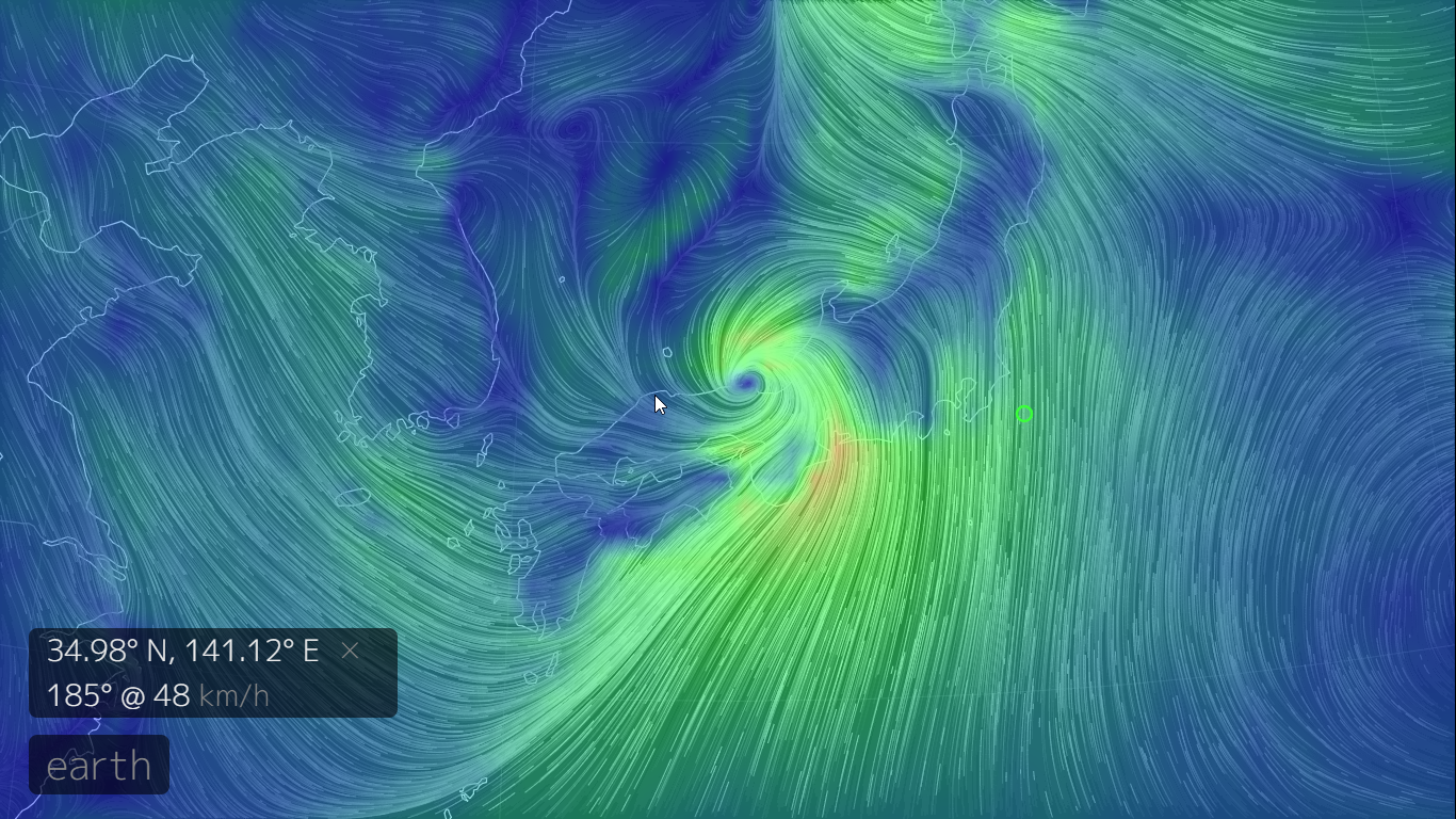 台風21号の風の強さを世界中の気象状況をビジュアル化できる Earth で見てみた やじうまの杜 窓の杜