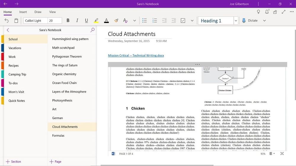 クラウドファイルをノートに添付 変更があれば即反映 Onenote の2018年10月更新 窓の杜