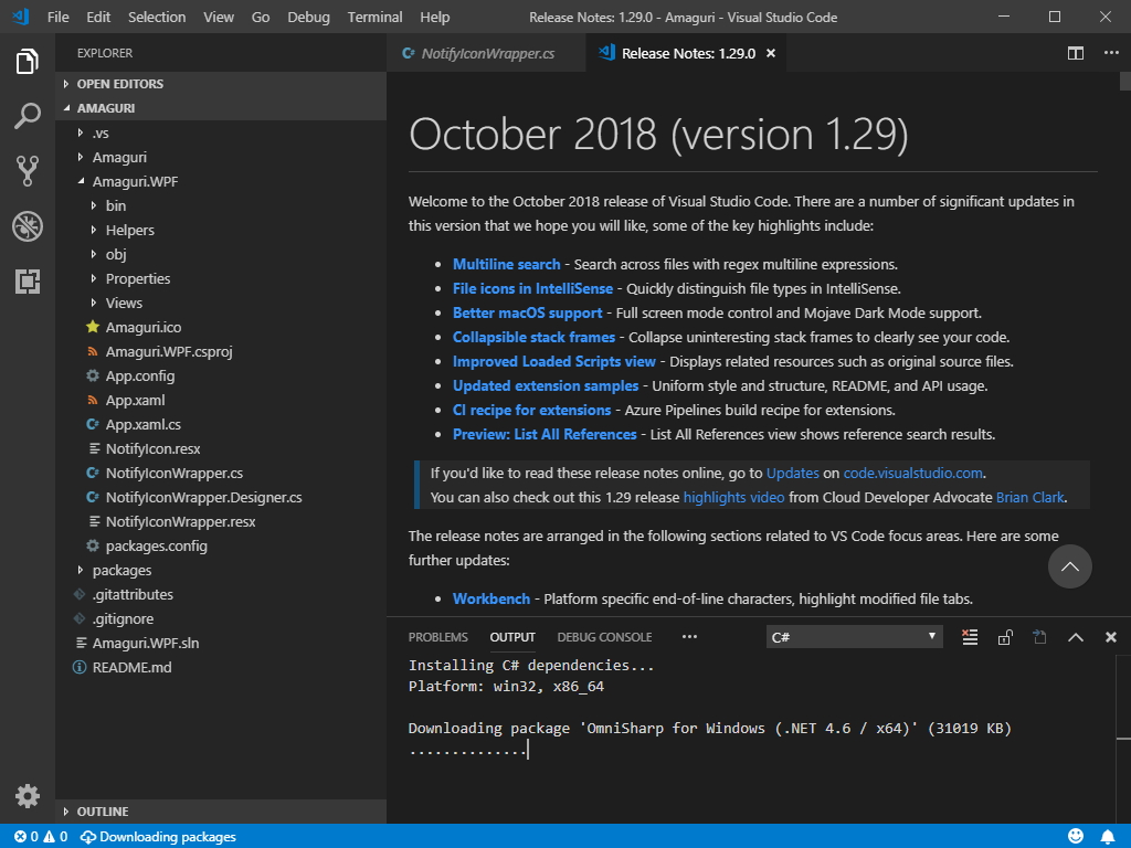 Macのダークモード フルスクリーンに対応 Visual Studio Code の10月更新が公開 窓の杜