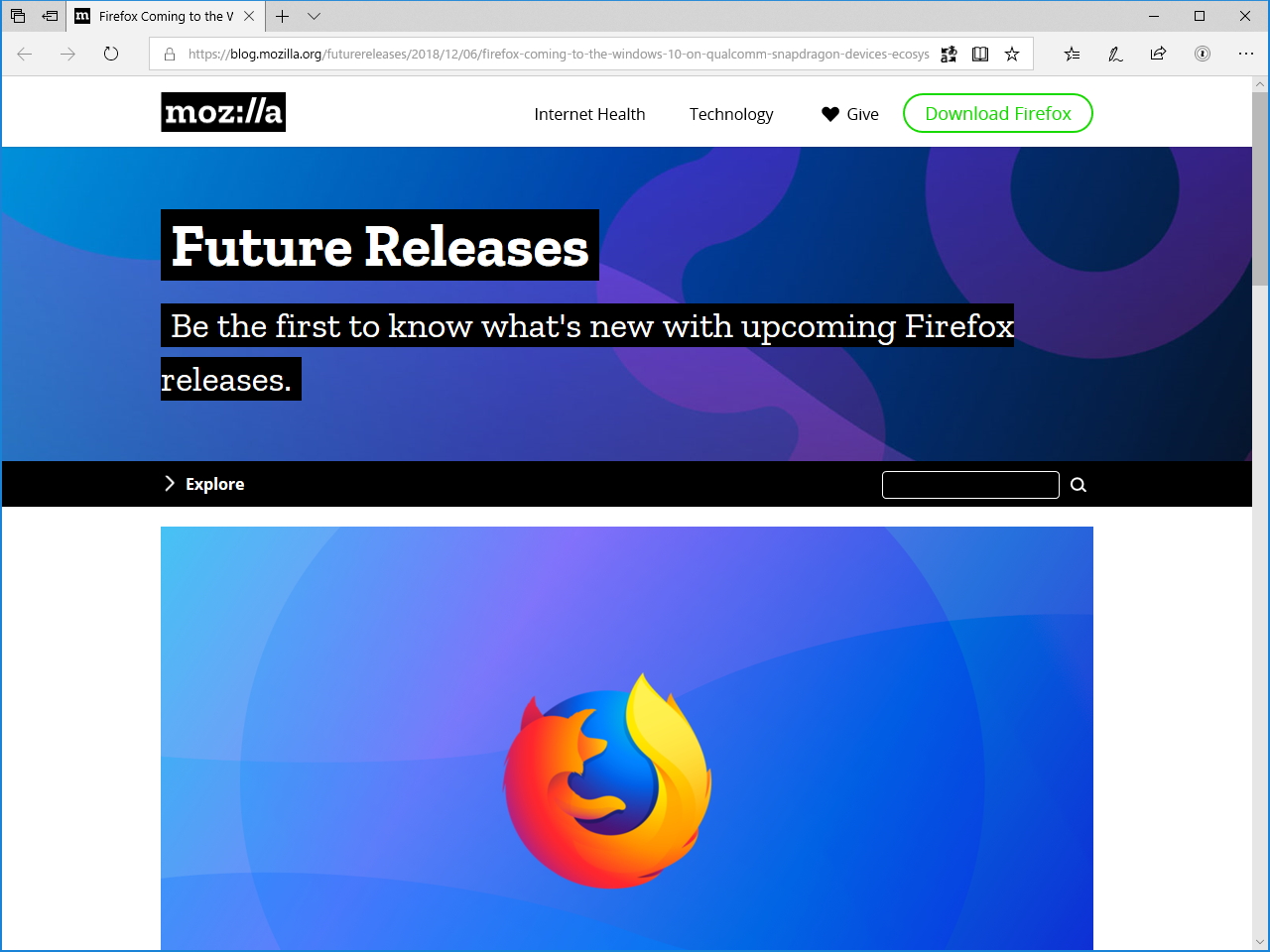 Mozilla、ARM版Windows 10にネイティブ対応した「Firefox」の開発を 