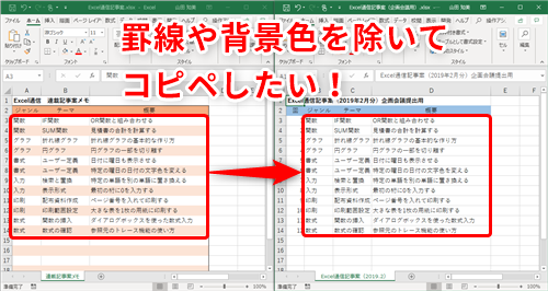 Excel 表のデータをコピペしたら罫線まで付いてきた エクセルで罫線以外の部分だけを貼り付けるテクニック いまさら聞けないexcelの使い方講座 窓の杜