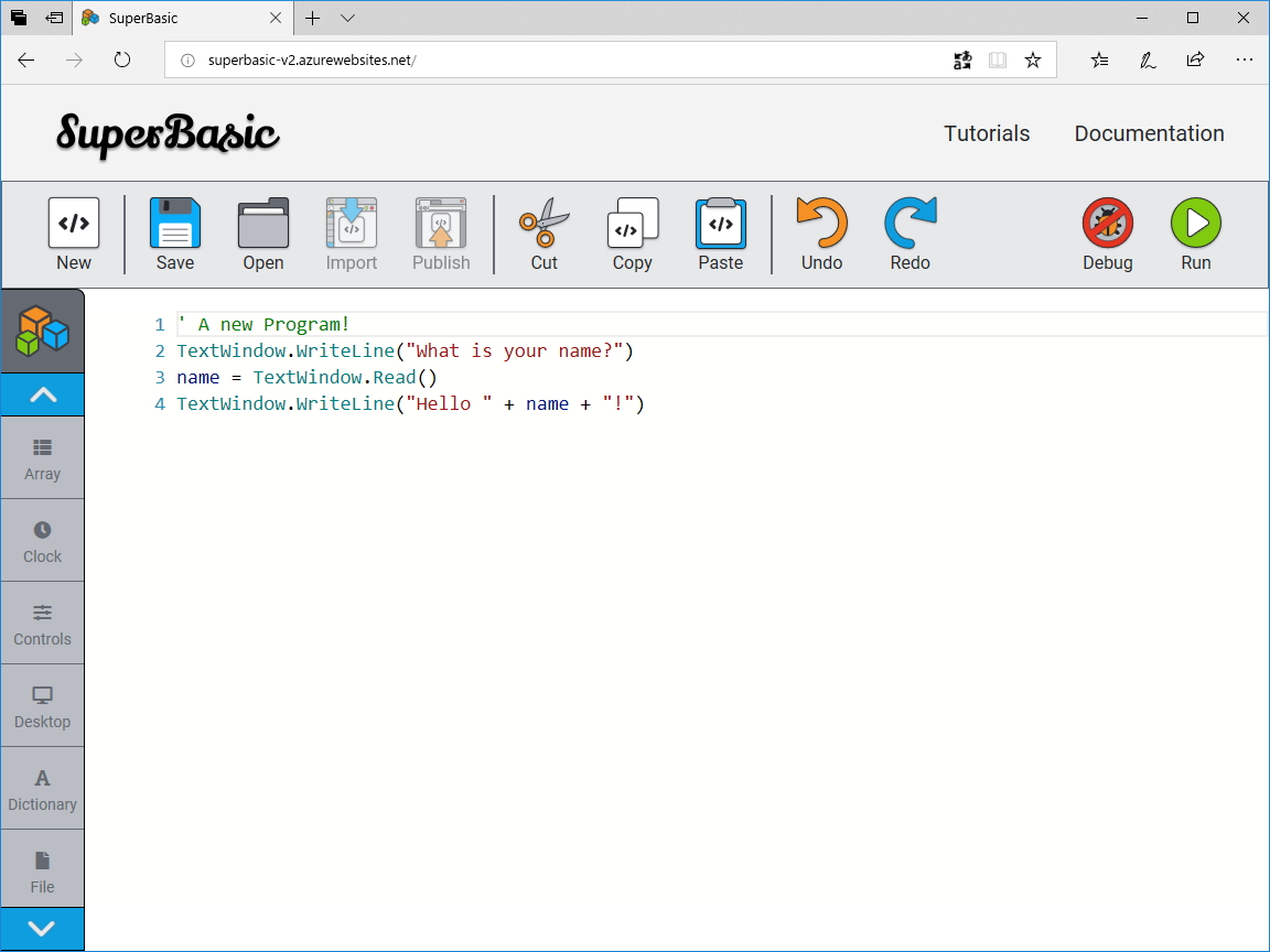 Small Basic Online 1.0”がプレビュー公開 ～デバッグ機能やヒント機能