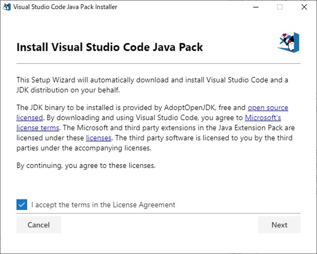 visual studio code installer for java