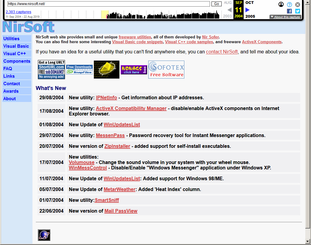 老舗のフリーソフト公開サイト Nirsoft Net が15周年 テスト版ツールの公開ページがお披露目 窓の杜