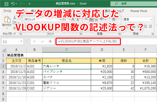 Excel データが増えてもいちいち数式を修正しないでok エクセルのvlookup関数で 範囲 をテーブルに変換するべき理由 いまさら聞けない Excelの使い方講座 窓の杜