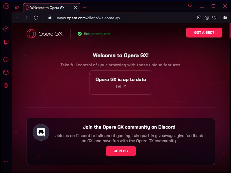 ゲーマー向けwebブラウザー Opera Gx が Level 2 に Discord を組み込む 窓の杜