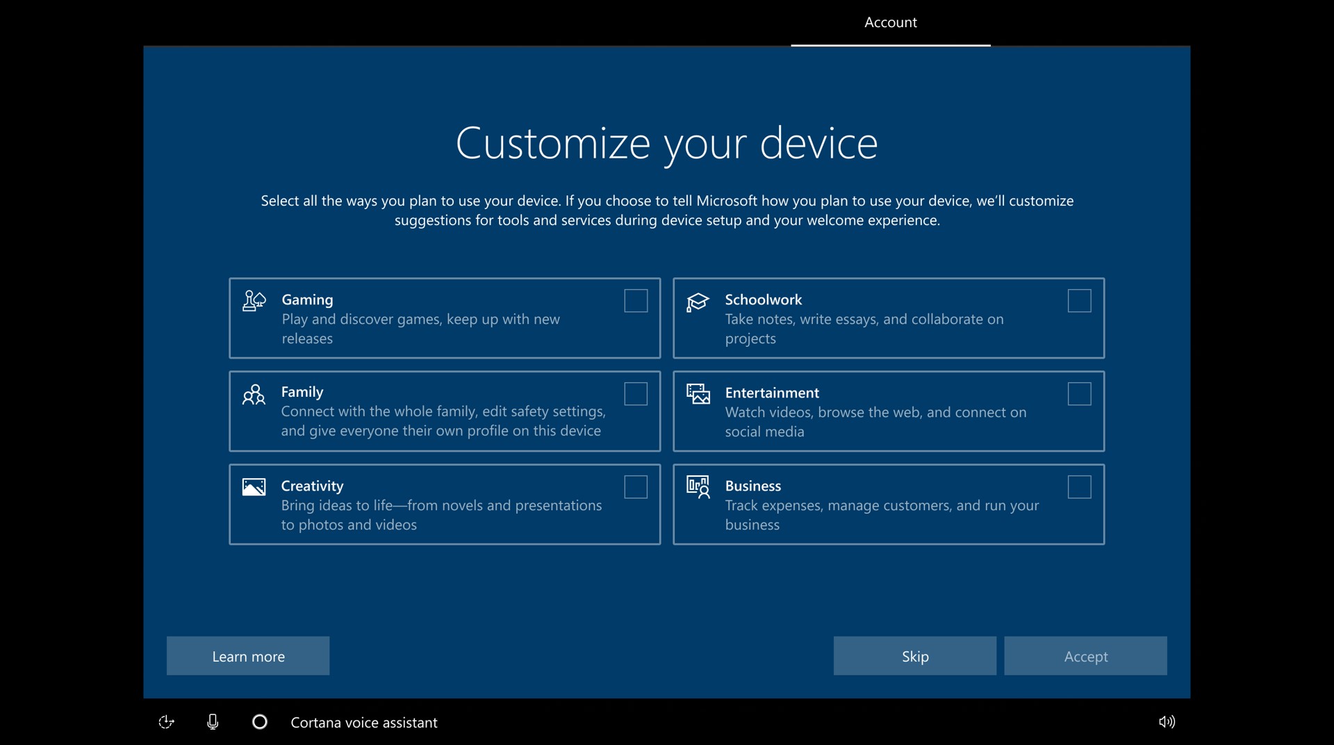 セットアップ時に選んだ用途に応じPCをカスタマイズ ～Dev版「Windows