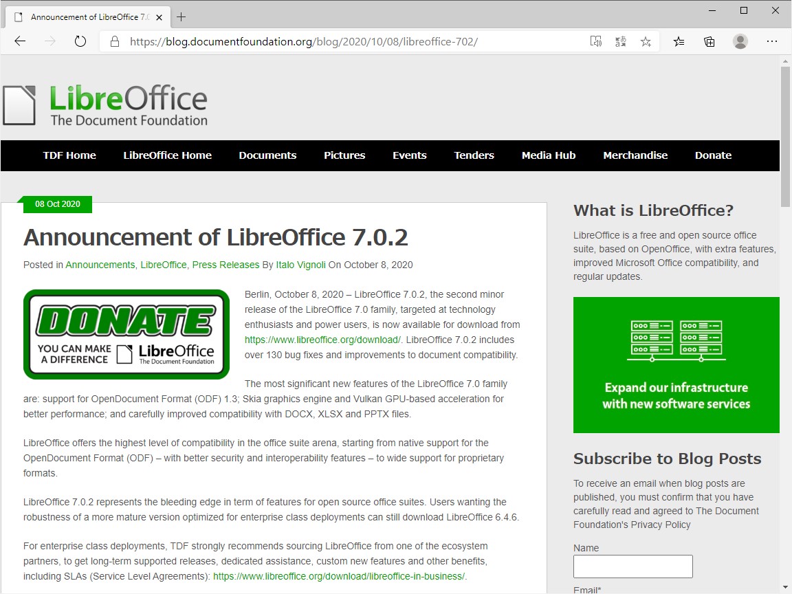 Tdf Libreoffice 7 0 2 をリリース Libreoffice Itnews