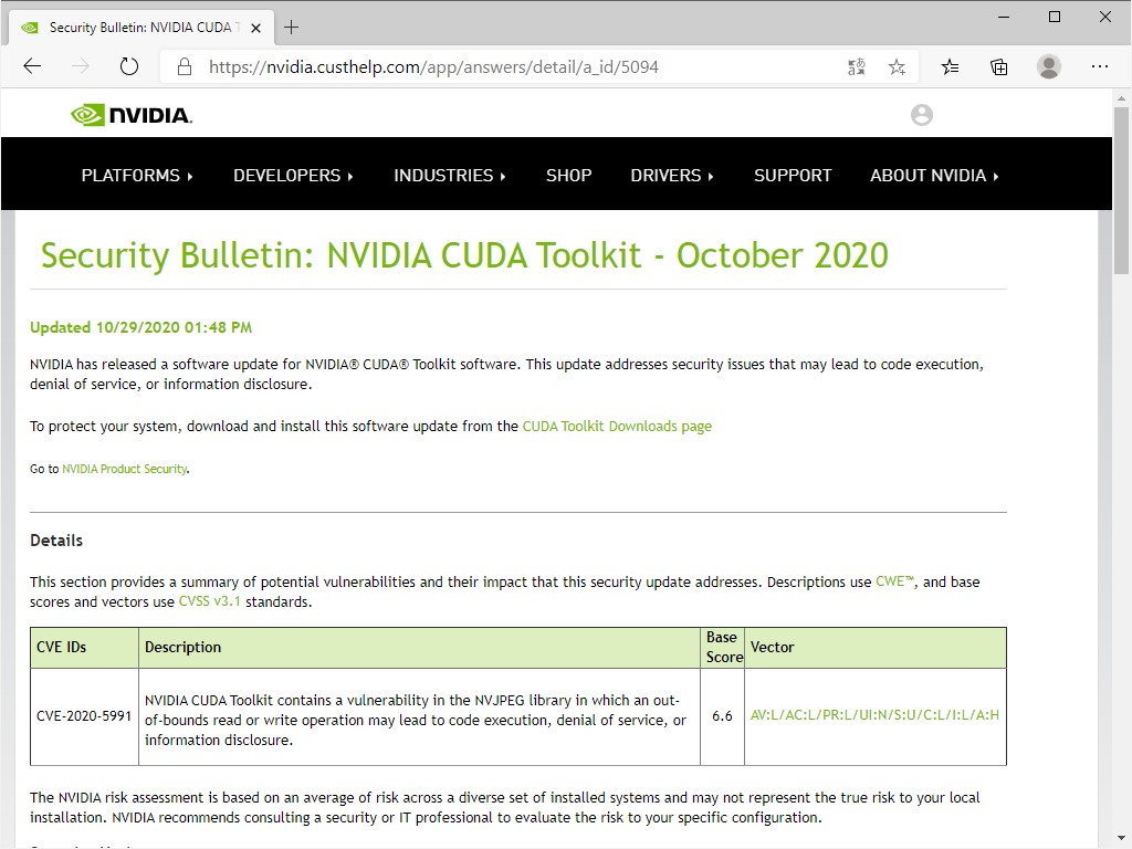 Nvidia Cuda Toolkit に脆弱性 任意のコード実行やdos 情報漏洩につながる恐れ 窓の杜