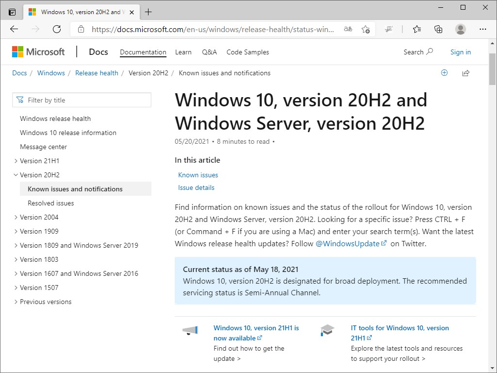Windows 10 バージョン 20h2 がすべてのユーザーに解放 窓の杜