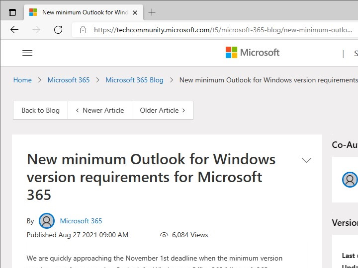 古いWindows版「Outlook」、11月1日から「Microsoft 365」へ接続不能に - 窓の杜