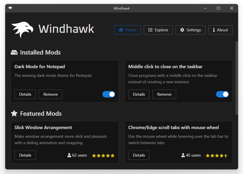 ゲームmodの感覚でwindowsを改造できるツール Windhawk 窓の杜