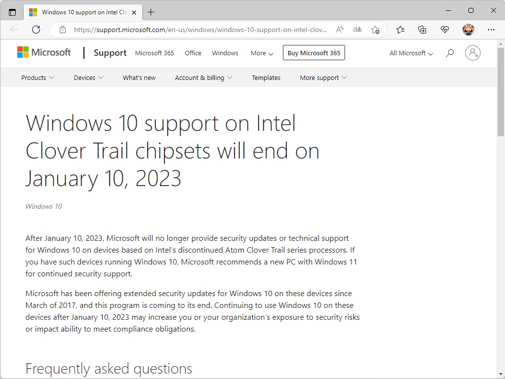 Microsoft、Intel Clover Trail/Atom Z2760搭載デバイスのWindows 10