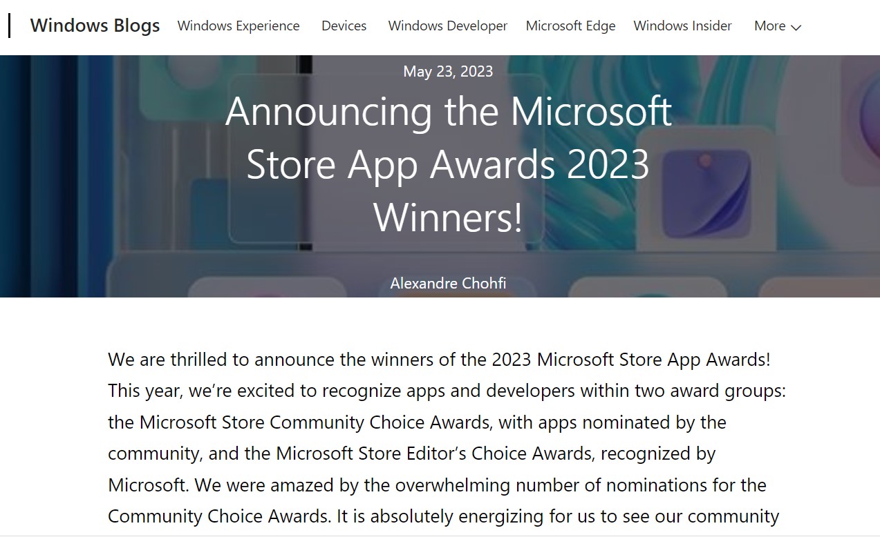 今年度「Windows Store」のベストアプリ「Microsoft Store App Awards 2023」が発表 窓の杜
