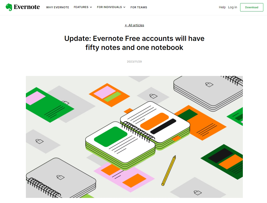 [B! Evernote] 「Evernote」無料プランの上限変更が正式決定、導入は12月4日から／アカウントごとに所有できるのは「最大1の ...