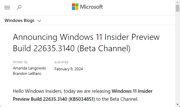 「Windows 11 Insider Preview」Build 22635.3140がBetaチャネルにリリース ほか - ダイジェスト ...