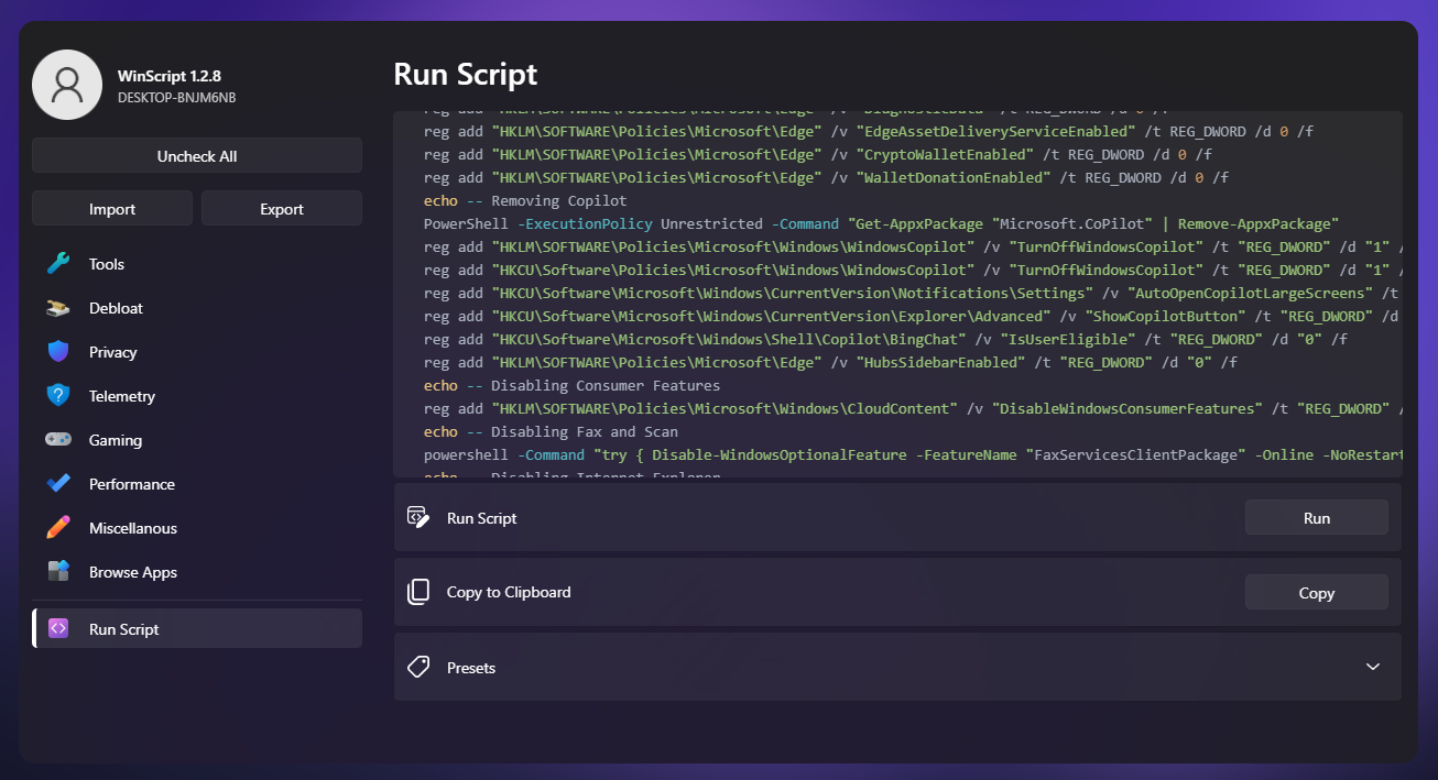 Windows同梱の不要アプリ削除などができる「WinScript」v1.3.0 ほか - ダイジェストニュース - 窓の杜