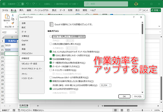 Excel】プチストレス解消で作業効率もアップ！ 自分好みにカスタマイズ