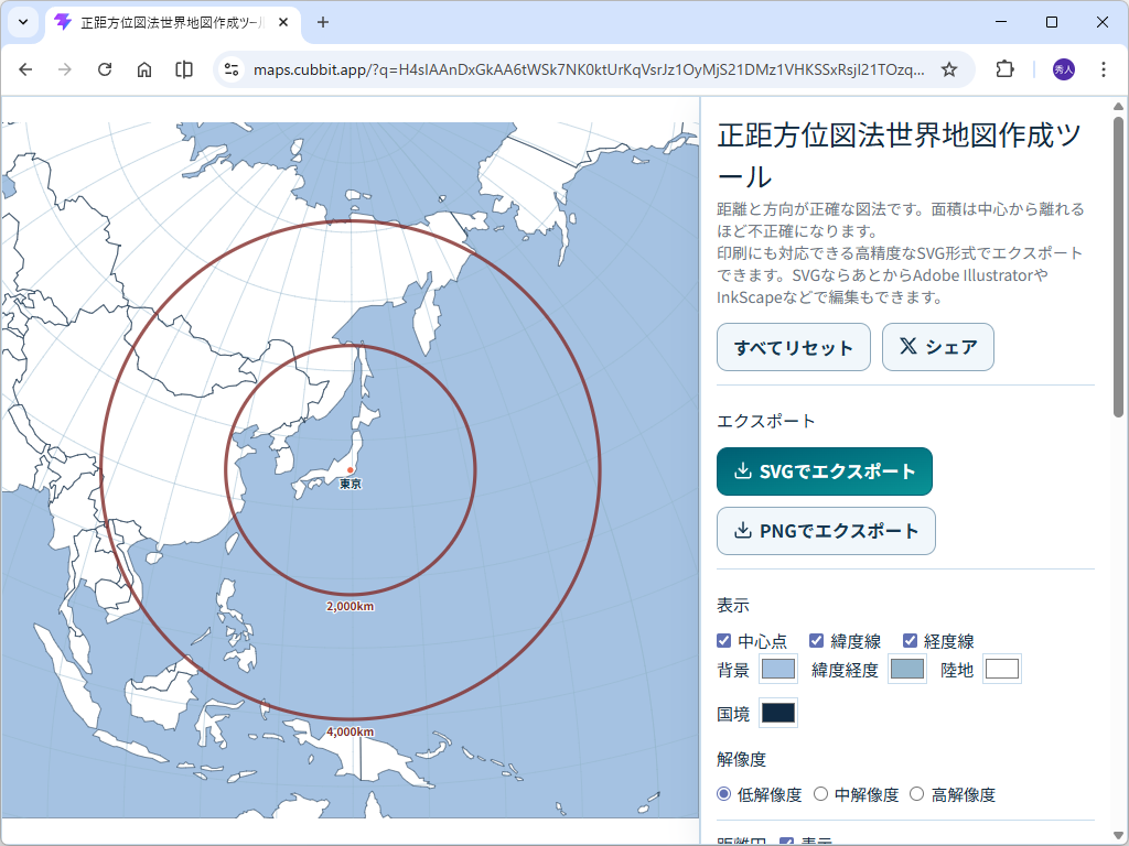 そこは正距方位図法だろ！ 日経新聞のために即日開発された地図作成ツールが「X」（Twitter）で話題／パブリックドメインのデータで記事にも使いやすい【やじうまの杜】