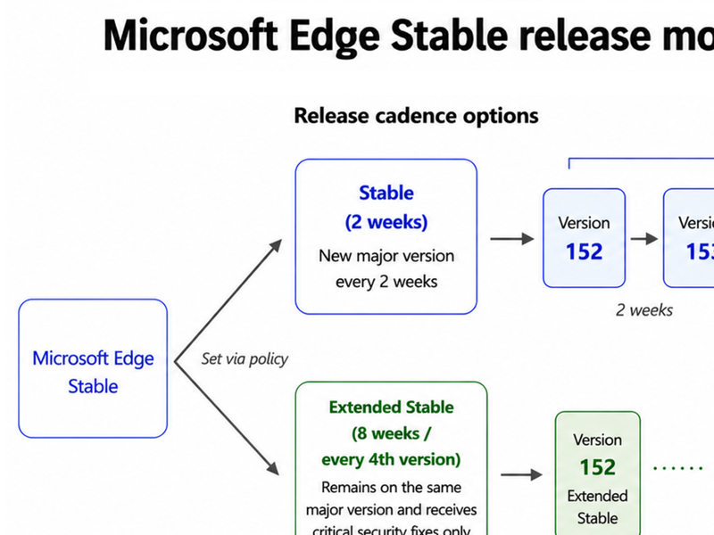「Microsoft Edge」もメジャーアップデート周期が短縮、2週間ごとに ~8月の「Edge 152」から/企業向けの「Extended Stable」チャネルは8週間ごとを維持