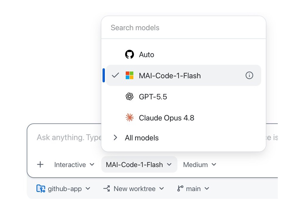 無料でも利用可、Microsoftの軽量モデル「MAI-Code-1-Flash」が「VS Code」以外にも展開/「GitHub Copilot」個人プランで利用可能、法人向けも間もなく
