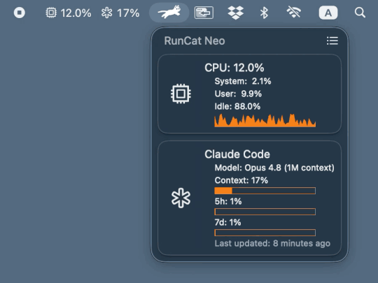Macでネコが飼えると人気の「RunCat」に次世代版、「Claude Code」利用枠もチェックできる/Windows向け「RunCat 365」でも対応してほしいです【やじうまの杜】