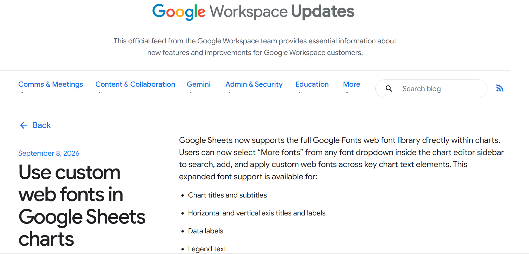 「Google スプレッドシート」のグラフ機能でカスタムWebフォントが利用可能に/「Google Fonts」に収録されているフォントを自由に利用できる