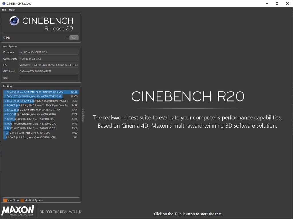 Cinebench Cpuベンチマークソフト 窓の杜